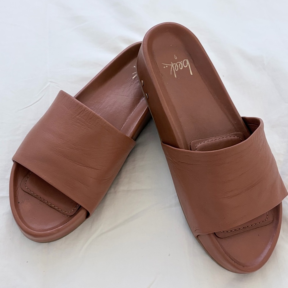 beek Brown leather platform Slide Sandals - Picture 2 of 13